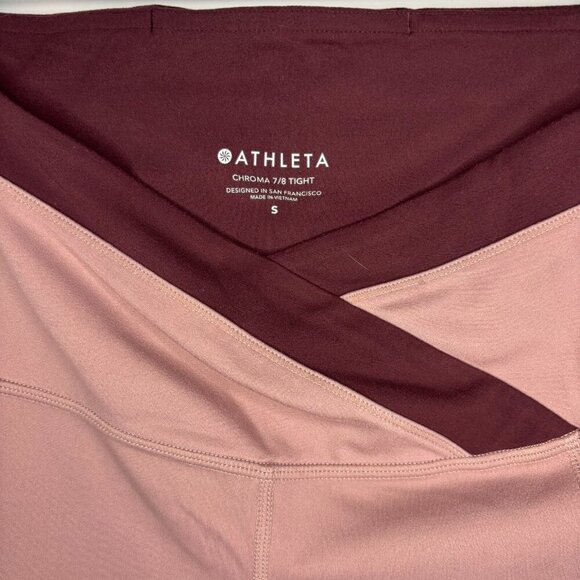 ATHLETA Chroma 7/8 Tight Small Red Pink Stretch Yoga Workout Gym No Pills - Picture 5 of 8